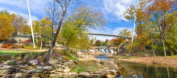 Liberty Bridge over Reedy River Falls